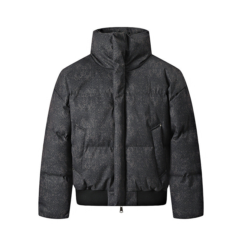 Herren Kurze wattierte Steppjacke mit hohem Stehkragen und matter Strukturoptik Echo Archiv