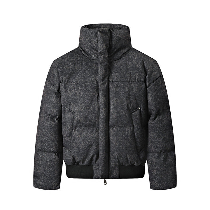 Herren Kurze wattierte Steppjacke mit hohem Stehkragen und matter Strukturoptik Echo Archiv