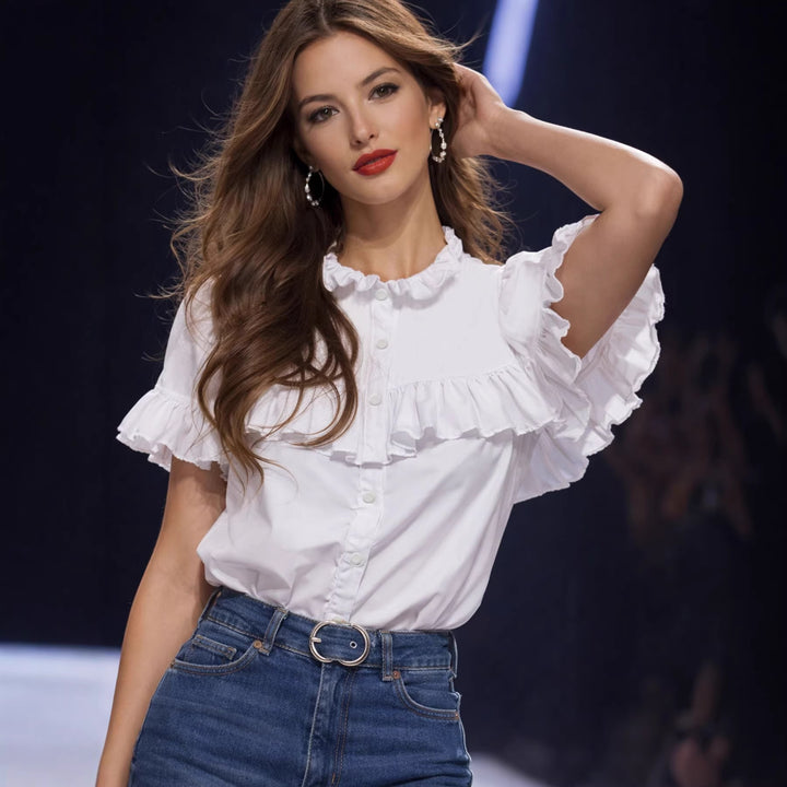 Damen Elegantes Blusenshirt mit Rüschendetails Echo Archiv