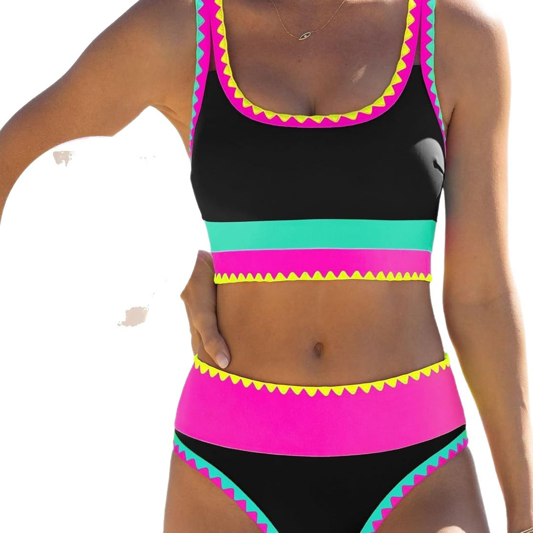 Damen Buntes Sportliches Bikini-Set Echo Archiv