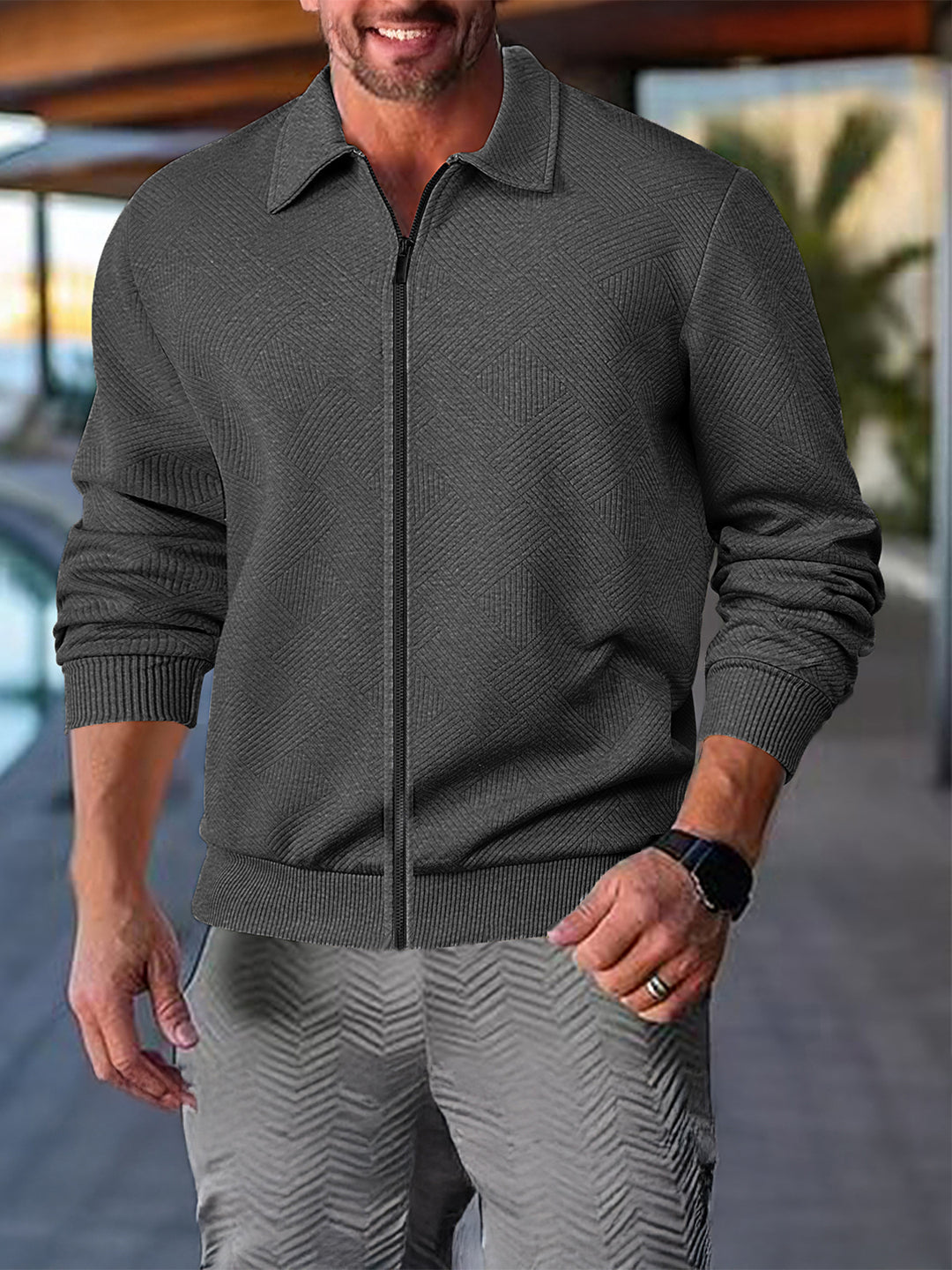 Herren Leichte Freizeitjacke mit strukturiertem Design Echoarchiv