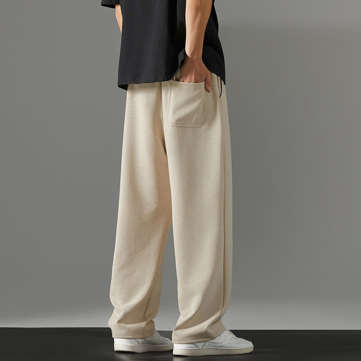Herren weite Relaxed-Jogginghose aus French-Terry mit Kordelzug, elastischem Bund & geradem Bein Echoarchiv