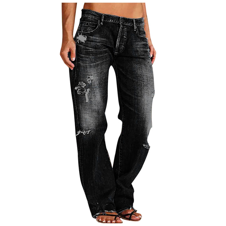 Damen nan weite zerrissene Jeans mit hoher Taille Relaxed Fit und ausgefranstem Saum Echo Archiv