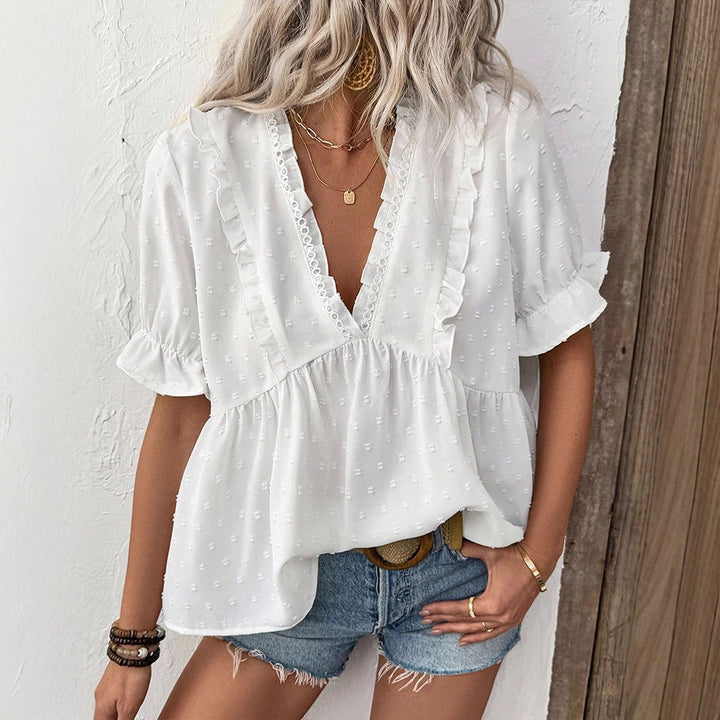 Damen Blusenshirt mit Rüschendetails und punktuellem Design Echo Archiv