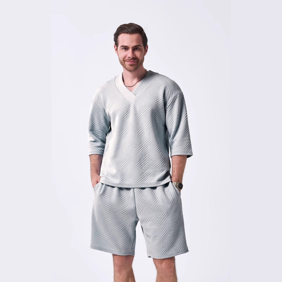 Herren lässiger V-Ausschnitt Freizeit-Pullover und Shorts Set Echoarchiv