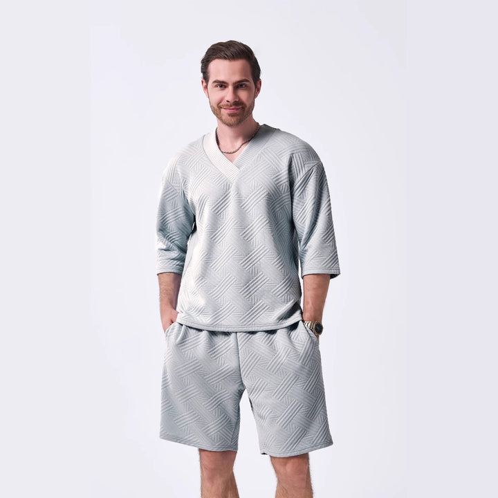 Herren lässiger V-Ausschnitt Freizeit-Pullover und Shorts Set Echoarchiv