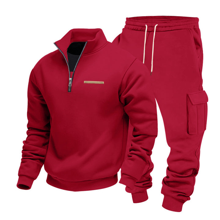 Herren Zip-Pullover- und Cargo-Jogger-Set aus weichem French-Terry Echoarchiv
