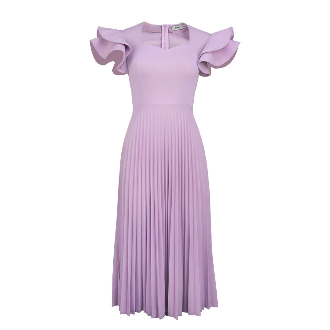 Damen plissiertes Maxikleid mit eleganten Rüschendetails Echo Archiv