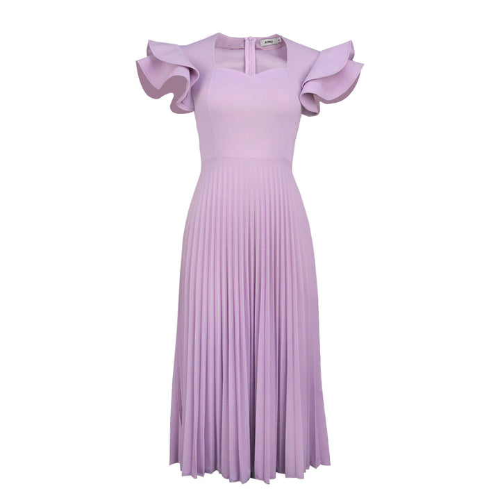 Damen plissiertes Maxikleid mit eleganten Rüschendetails Echo Archiv