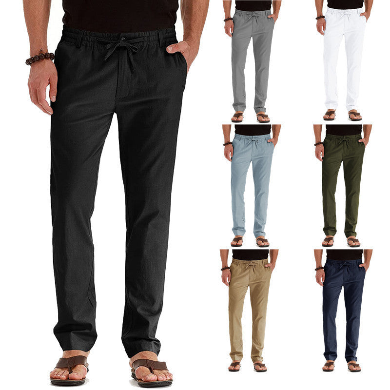 Herren Relaxed Fit Leinenhose mit elastischem Bund und komfortabler Passform Echoarchiv