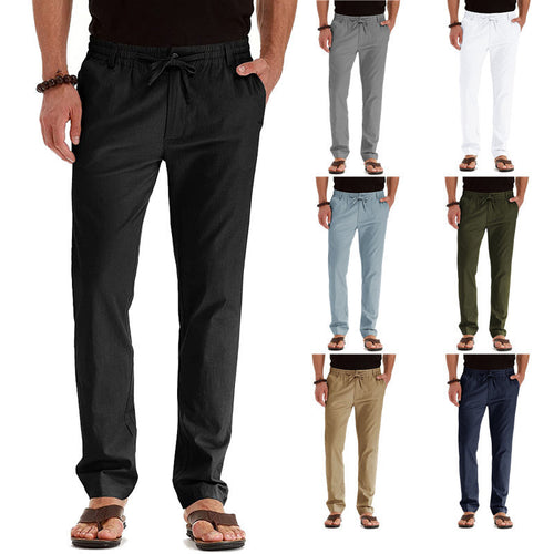 Herren Relaxed Fit Leinenhose mit elastischem Bund und komfortabler Passform Echoarchiv