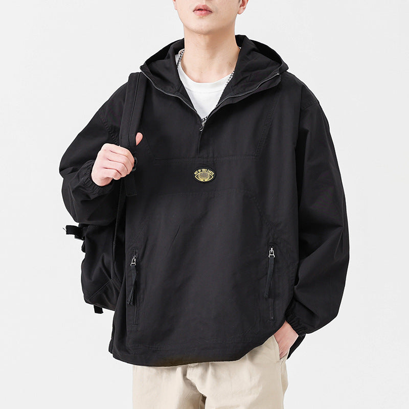 Herren Kapuzen-Anorak Pulloverjacke im Oversize-Utility-Stil Echoarchiv