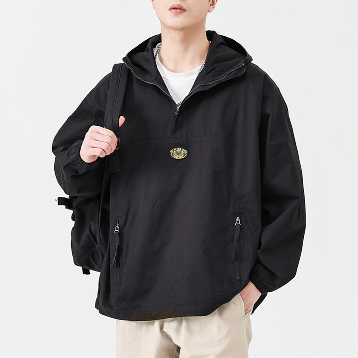 Herren Kapuzen-Anorak Pulloverjacke im Oversize-Utility-Stil Echoarchiv