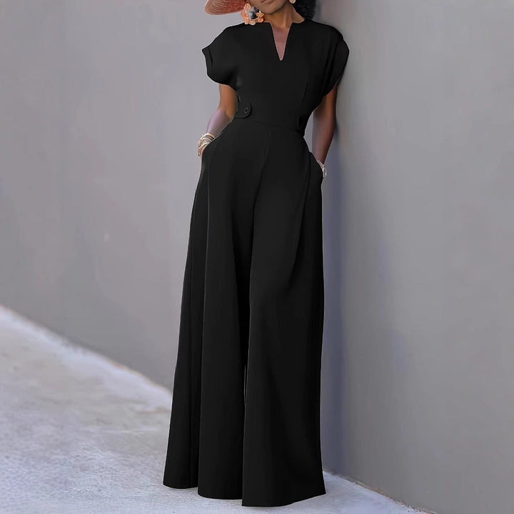Damen eleganter Jumpsuit mit weitem Bein und praktischen Taschen Echoarchiv