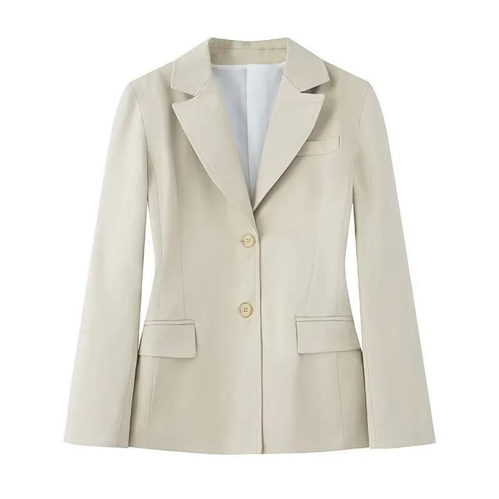 Damen nan schlanker Business-Blazer mit taillierter Schnittführung, fallendem Revers und Pattentaschen Echo Archiv