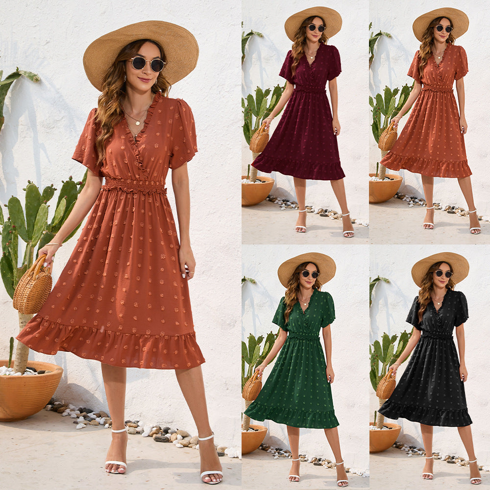 Damen Midikleid mit raffiniertem V-Ausschnitt, elastischem Taillenzug und fließendem Rock Echo Archiv