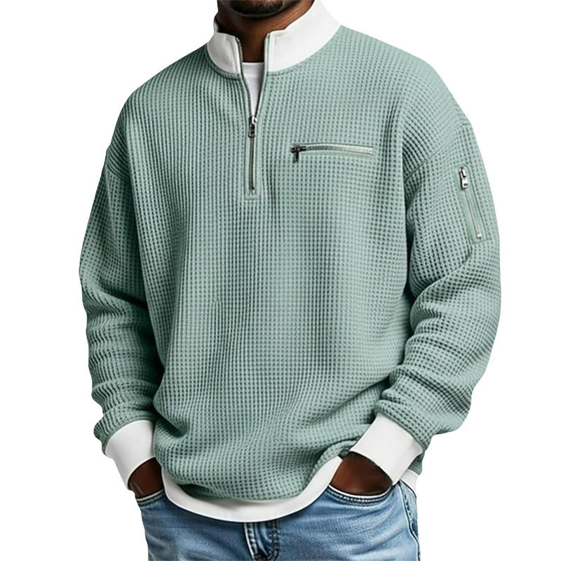 Herren Sportlicher Quarter-Zip Pullover mit strukturiertem Muster Echoarchiv