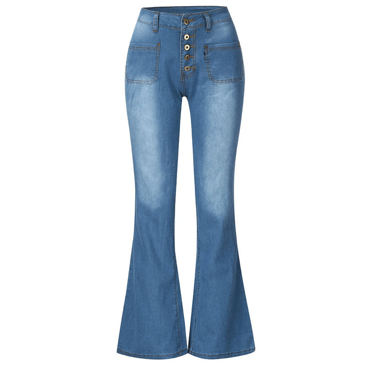 Damen nan High-Waist Schlaghose mit sichtbarer Knopfleiste und aufgesetzten Fronttaschen Echo Archiv