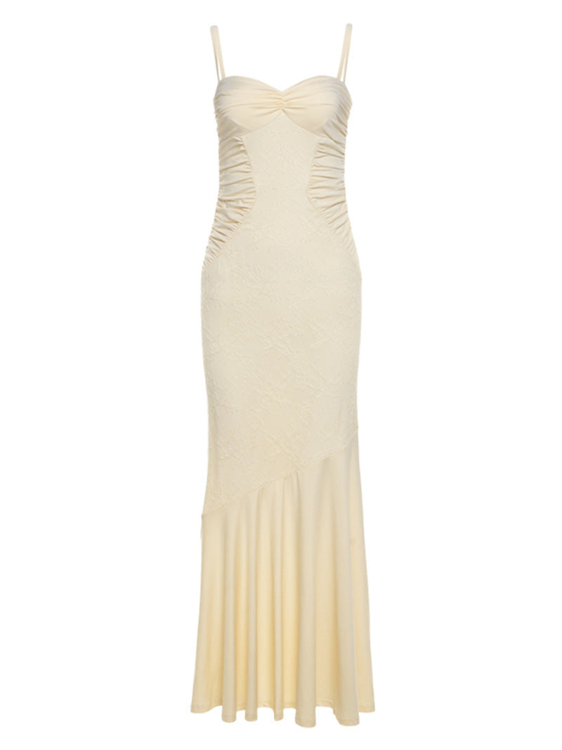 Damen Figurbetontes Maxikleid mit Spaghettiträgern und elegantem Drapierungsdesign Echo Archiv
