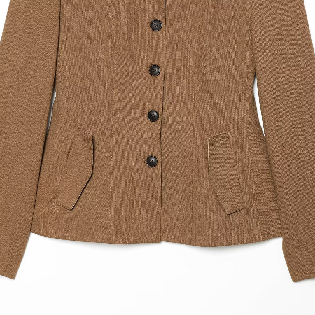 Damen Taillierter Blazer mit Stehkragen figurformenden Abnähern und Pattentaschen Echo Archiv