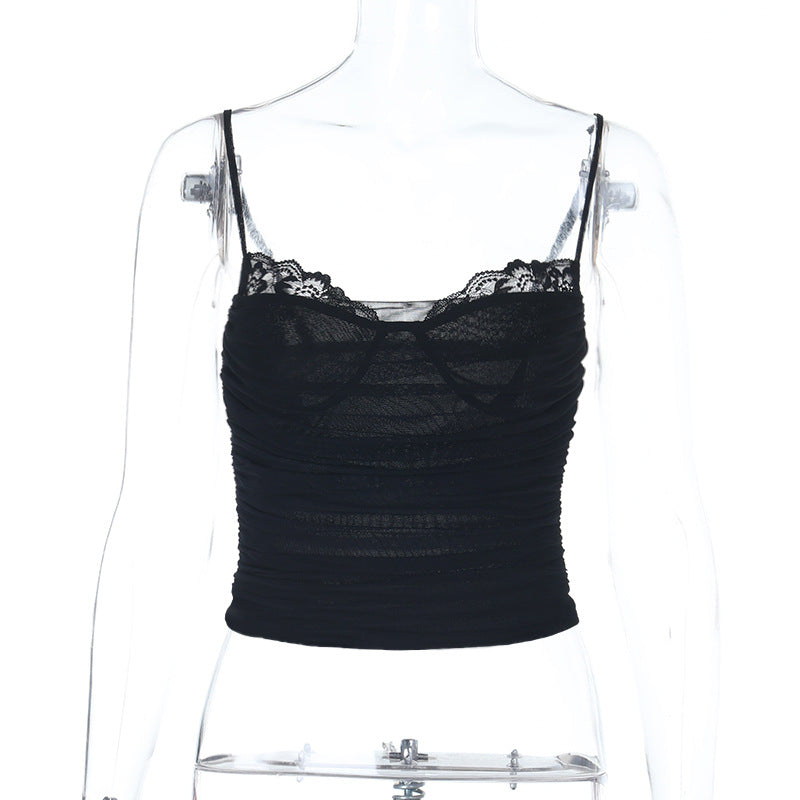 Damen Spaghetti-Träger Top mit Spitzenbesatz und figurformendem Schnitt Echo Archiv