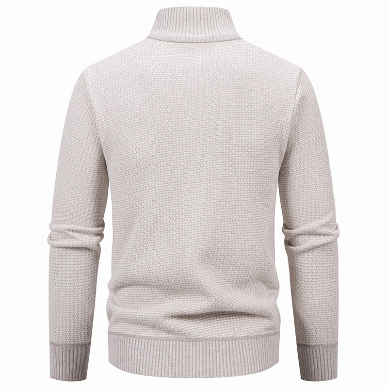 Herren Texturierter Zip-Strickcardigan mit Stehkragen, Waffelstruktur und Reißverschlusstaschen Echo Archiv