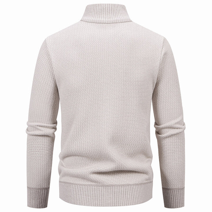 Herren Texturierter Zip-Strickcardigan mit Stehkragen, Waffelstruktur und Reißverschlusstaschen Echo Archiv