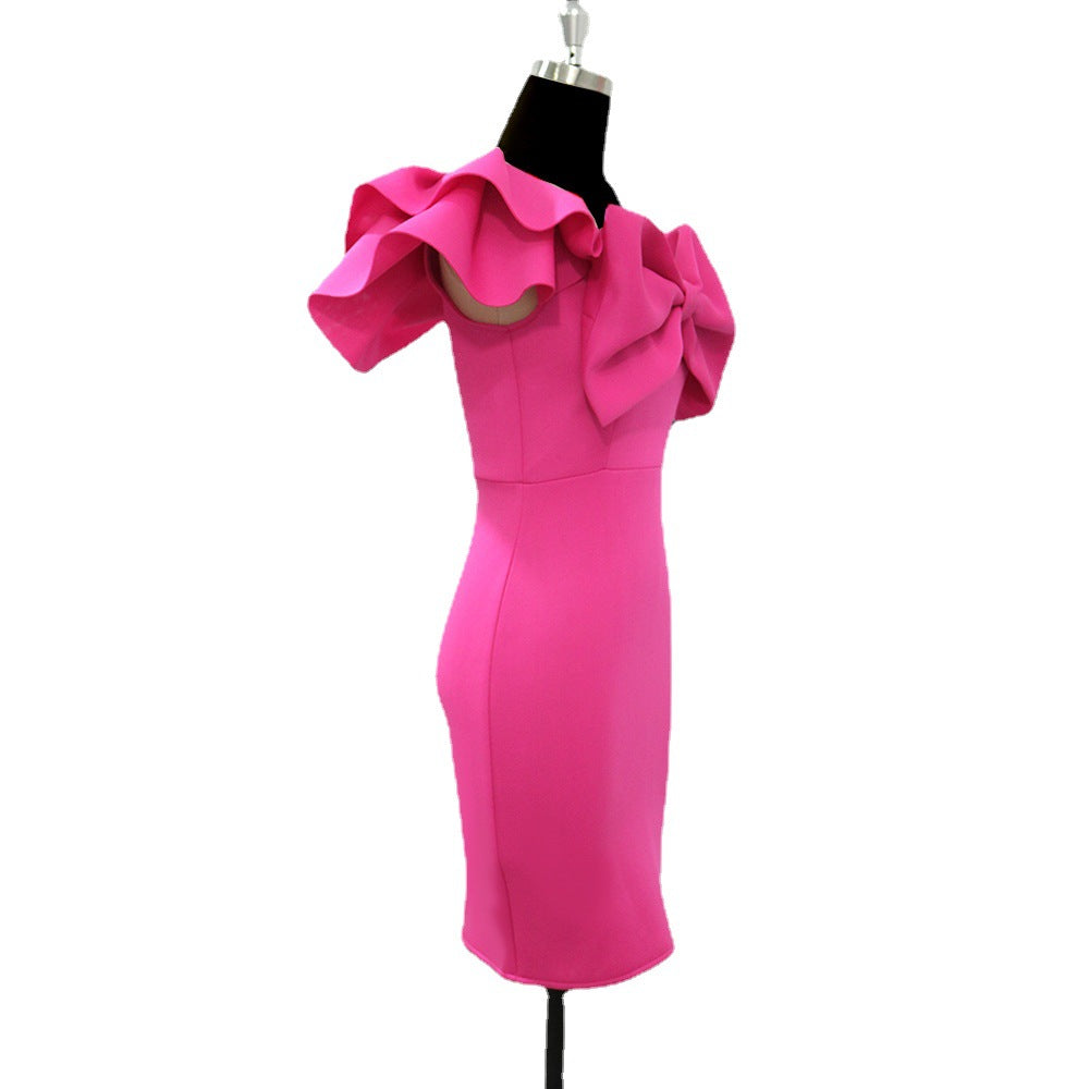Damen eng anliegendes Kleid mit voluminösem Schleifenakzent Echo Archiv
