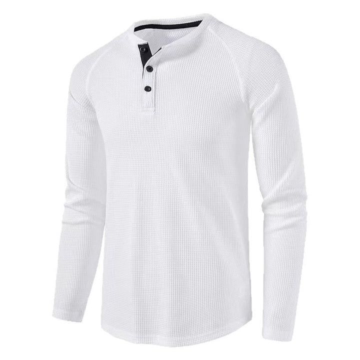 Herren Langarmshirt im modernen Waffelstrick mit Knopfleiste Echoarchiv
