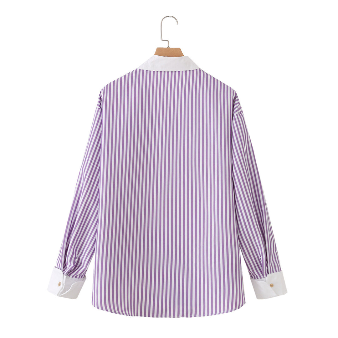 Damen Oversize-Hemdbluse mit kontrastierendem Kentkragen und gerundetem Saum Echo Archiv