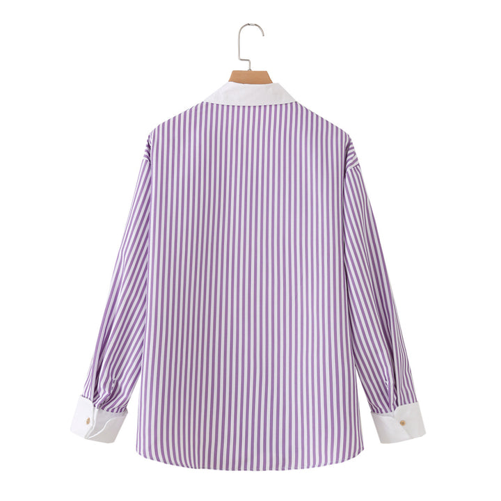 Damen Oversize-Hemdbluse mit kontrastierendem Kentkragen und gerundetem Saum Echo Archiv