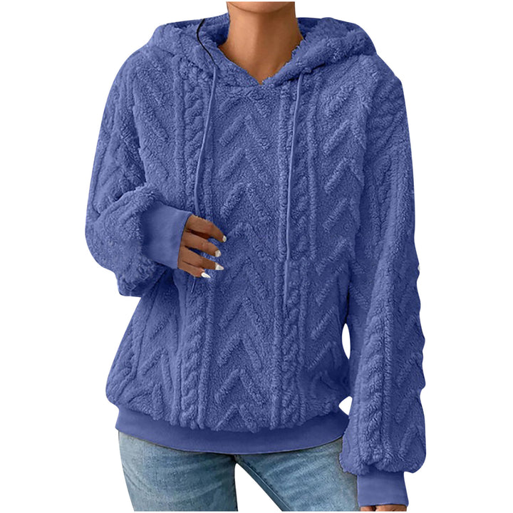 Damen nan kuscheliger Kapuzenpullover mit Zopfmuster Eingrifftaschen und Rippbündchen Echo Archiv