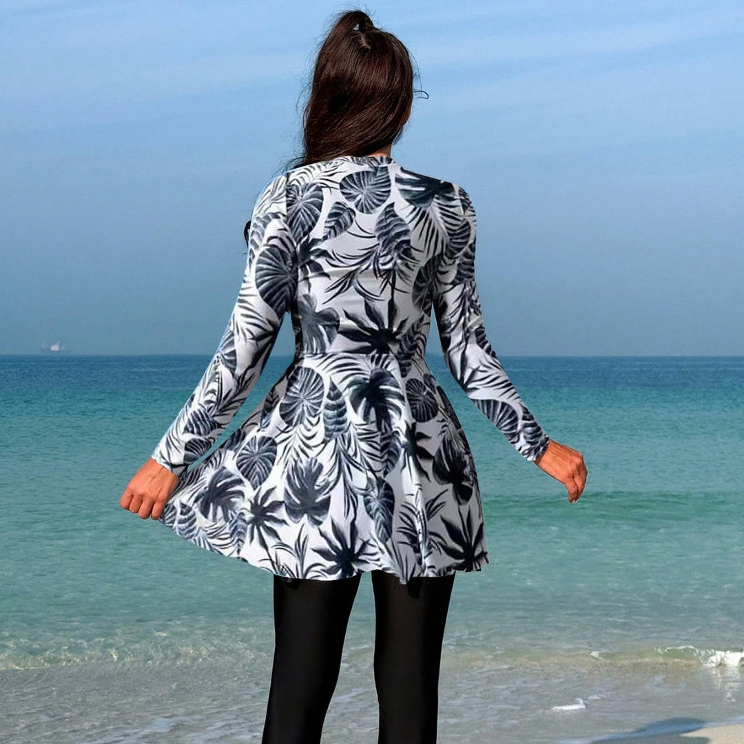 Damen modischer Longsleeve-Badeanzug mit Rock Echo Archiv