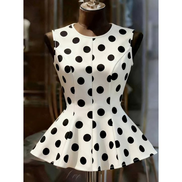 Damen Peplum-Oberteil mit modernen Punkten Echo Archiv