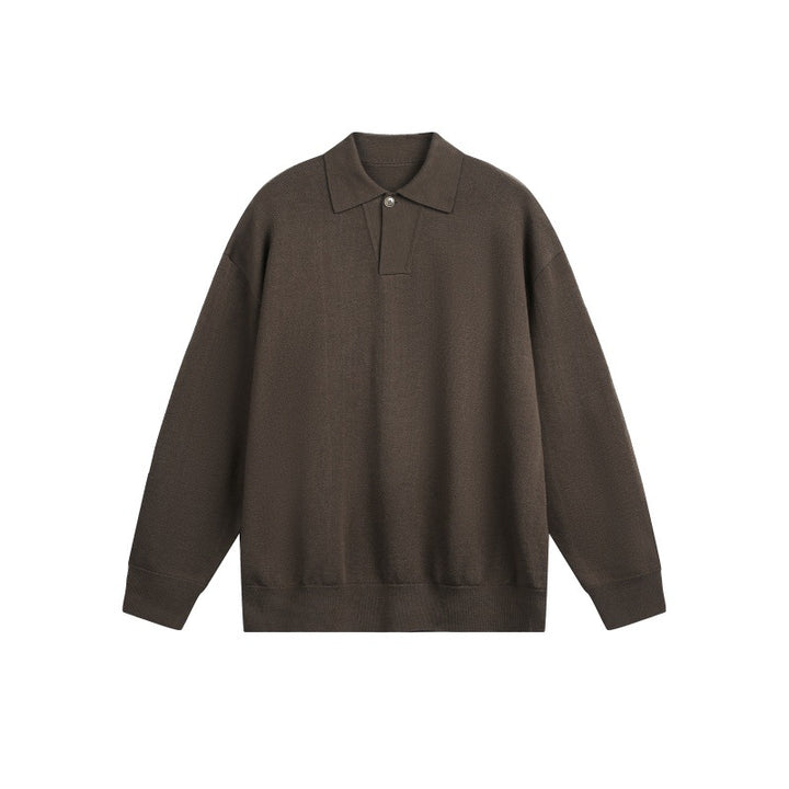 Herren Lockerer Strick-Polo-Pullover mit Knopfblende und Oversize-Schnitt Echoarchiv