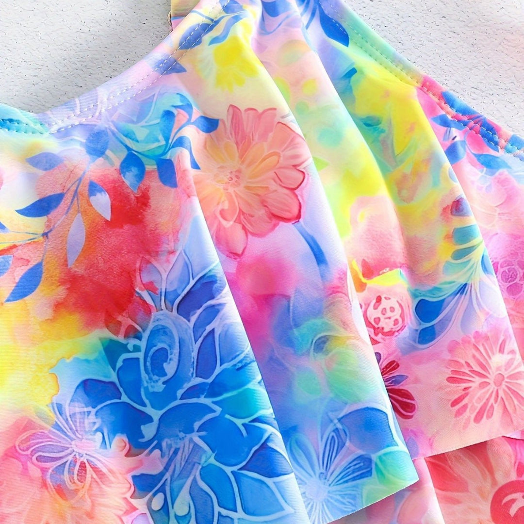Damen Freizeit-Badeoberteil mit leichtem Rüschendesign und Shorts Echo Archiv