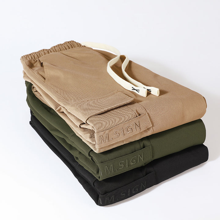 Herren Cargo‑Jogginghose mit Multifach‑Taschen, Kordelzug und elastischem Beinabschluss – Bravaro