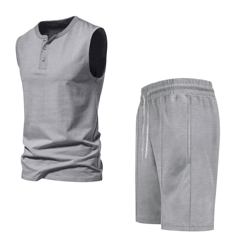 Herren ärmelloses Trainingsoberteil und Shorts-Set aus atmungsaktivem Material Echoarchiv