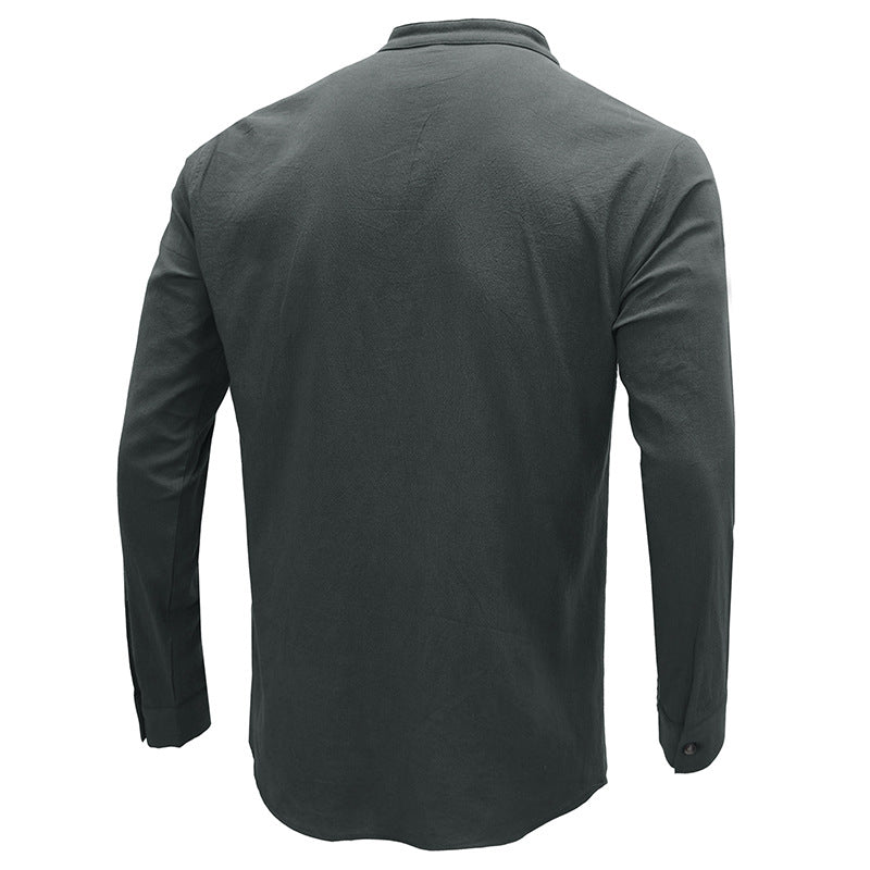 Herren Langarm-Henley-Shirt mit strapazierfähiger Baumwollmischung und modischer Knopfleiste Echoarchiv