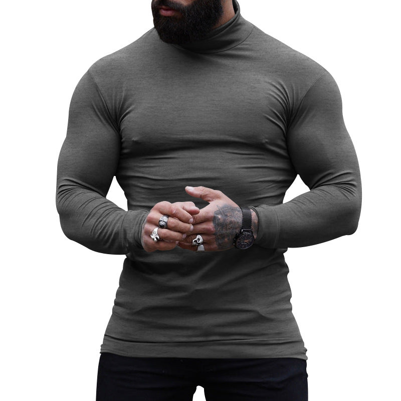 Herren langärmliges T-Shirt mit Stehkragen und figurbetonter Passform Echoarchiv