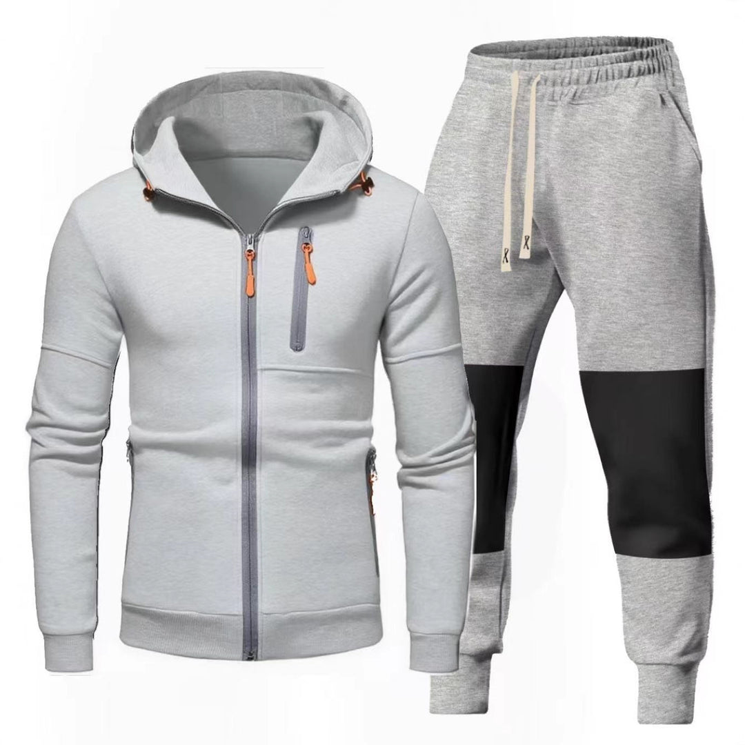 Herren Sportliches Hoodie- und Jogginghose-Set mit Funktionalen Reißverschlusstaschen Echoarchiv