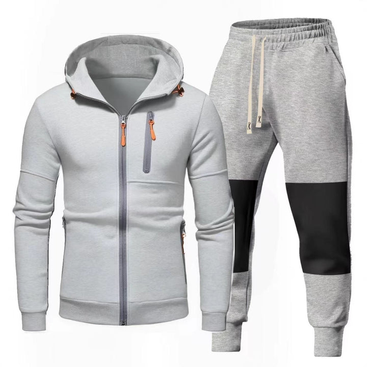 Herren Sportliches Hoodie- und Jogginghose-Set mit Funktionalen Reißverschlusstaschen Echoarchiv