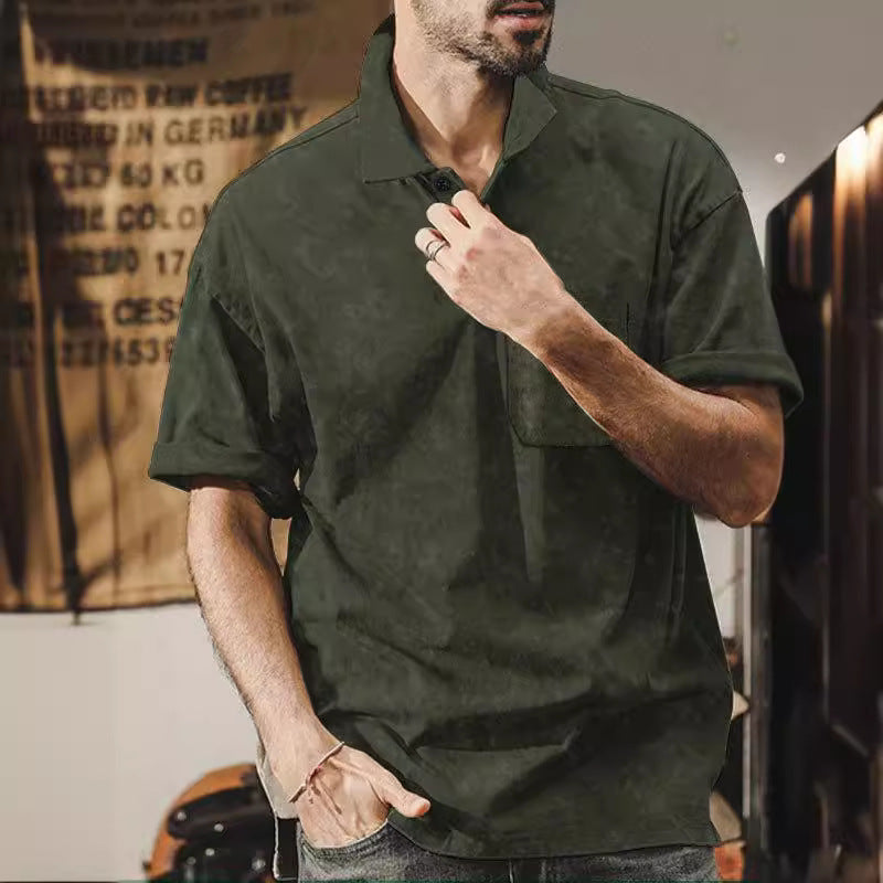 Herren lässiges Kurzarmhemd mit praktischer Brusttasche und softer Textur Echoarchiv