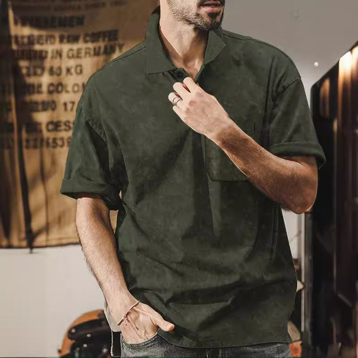 Herren lässiges Kurzarmhemd mit praktischer Brusttasche und softer Textur Echoarchiv