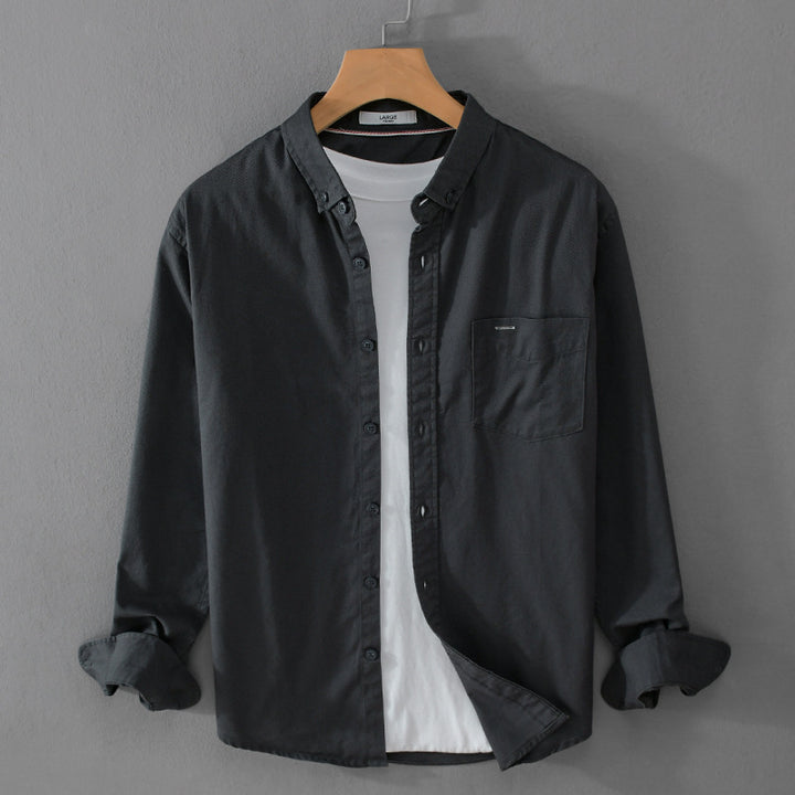 Herren klassisches Button-Down Oxfordhemd aus Baumwolle mit Kentkragen lockerer Schnitt und Brusttasche Echoarchiv