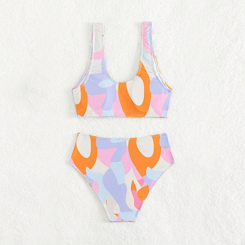 Damen Bikini-Set mit modischem V-Ausschnitt und hohem Taillenschnitt Echo Archiv