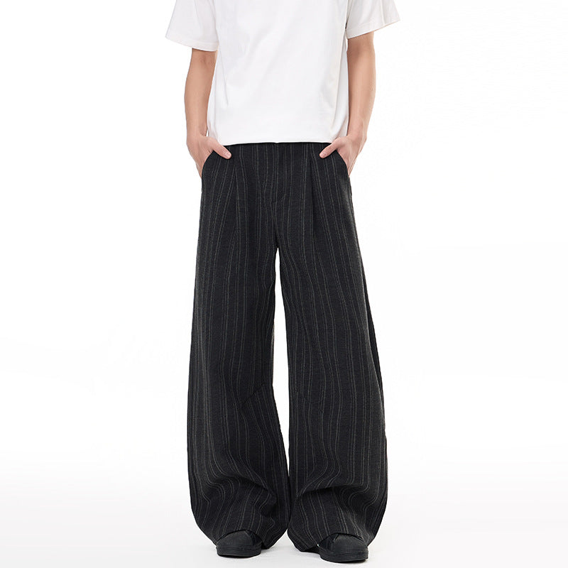 Herren Weite Nadelstreifen-Loungehose im Palazzoschnitt aus Wollmix Echo Archiv
