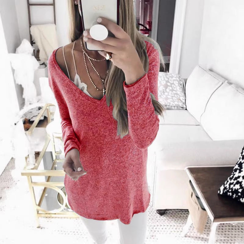 Damen feinstrick Tunika mit tiefem V-Ausschnitt und lässigem Oversized-Schnitt Echoarchiv