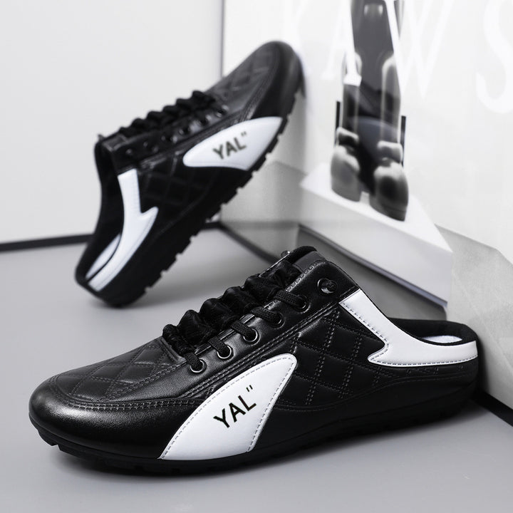 Herren Slipper-Sneaker im Mule-Design mit dekorativer Schnürung und gesteppter Kunstleder-Optik Echoarhiv