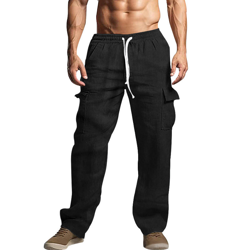 Herren Cord-Cargo-Hose mit elastischem Bund, Kordelzug & aufgesetzten Klappentaschen – Bravaro